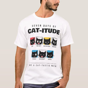 Seven Days of Cat-itude Weekly Cat Faces T-Shirt