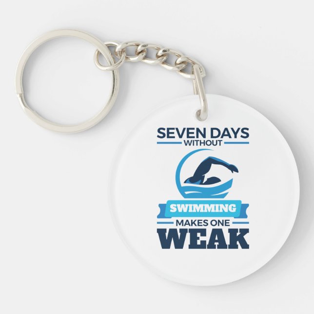 Seven Days Without Swimming Makes One Weak Key Ring (Front)