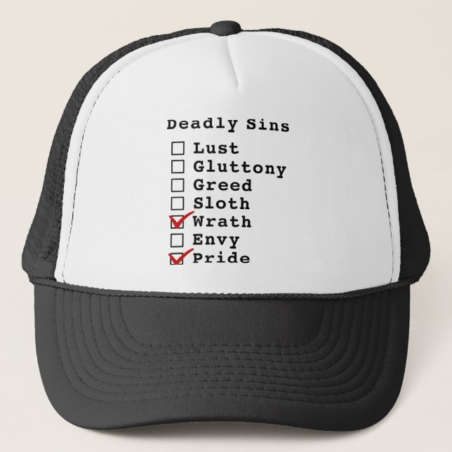 Seven Deadly Sins Checklist (0000101) Trucker Hat (Front)