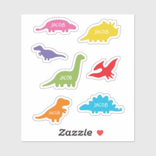 Seven Dinosaur Silhouettes, Kids Personalised