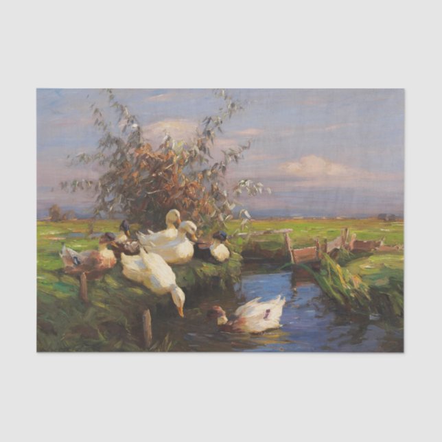 Seven Ducks at the Ditch by Alexander Koester Tissue Paper (Front)