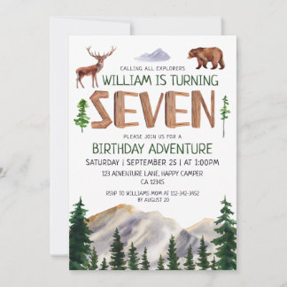 Seven Explorer Boy Birthday  Invitation