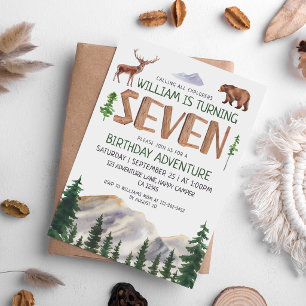 Seven Explorer Boy Birthday Invitation