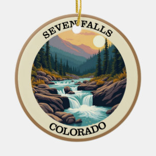 Seven Falls Colorado Retro Ceramic Tree Decoration