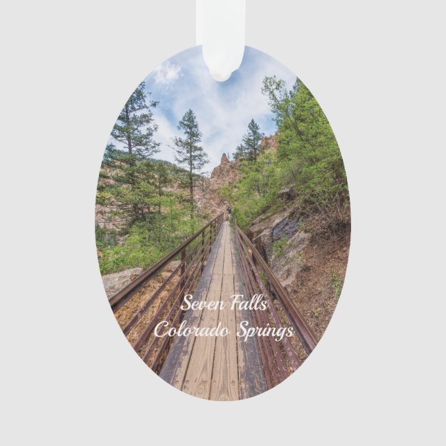 Seven Falls Walkway Bridge Oval Ornament (Front)