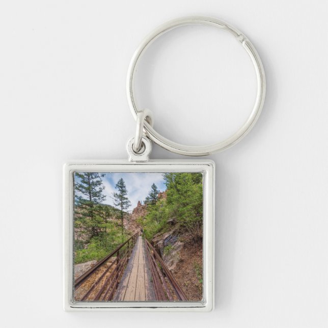 Seven Falls Walkway Bridge Square Keychain (Front)