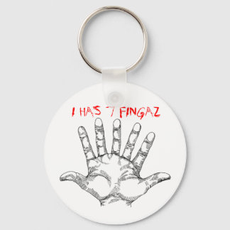 seven_fingered_hand, I HAS 7 FINGAZ Key Ring