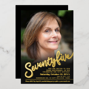Seven five 75th Birthday custom photo black gold