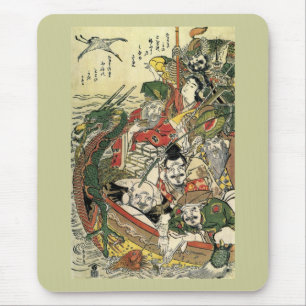 Seven Gods of Good Fortune Hokusai Fine Art Mouse Mat