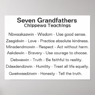 Seven Grandfathers Chippewa Tribe Teaching Poster