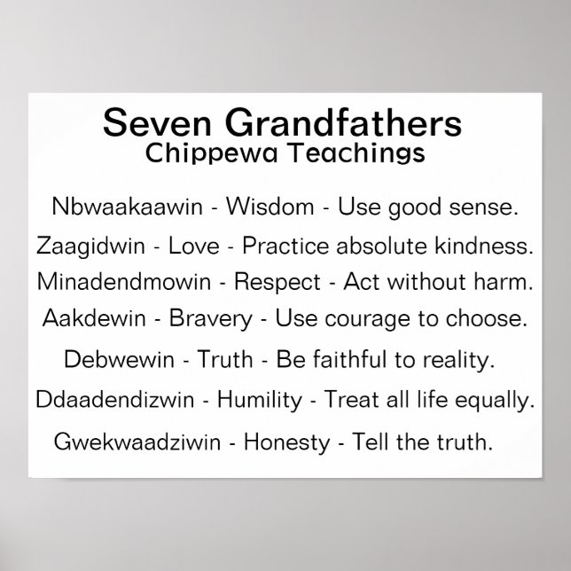 Seven Grandfathers Chippewa Tribe Teaching Poster (Front)