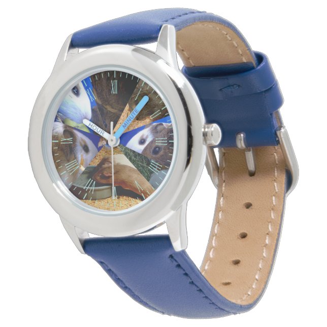 Seven Guinea Pigs, Kids Leather Watch (Angled)