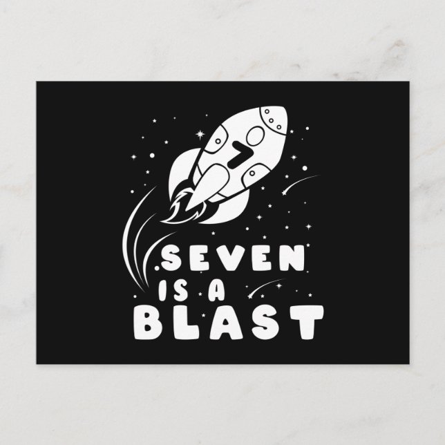 SEVEN IS A BLAST 7th Birthday Boy Space Birthday Postcard (Front)