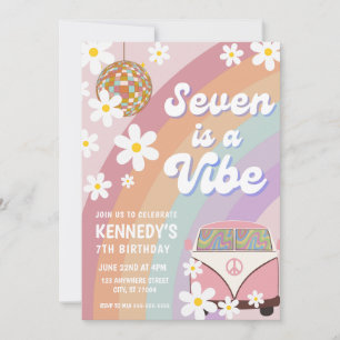 Seven is a vibe 7th birthday invitation