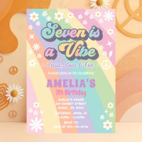 Seven is a vibe birthday invitation