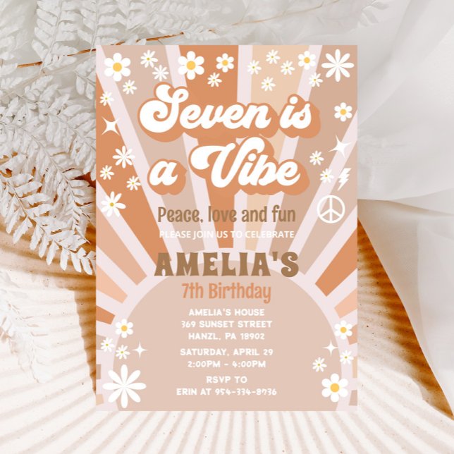 Seven is a vibe birthday invitation (Creator Uploaded)