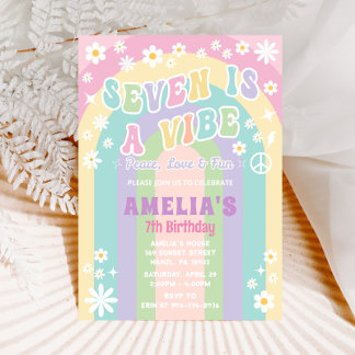 Seven is a vibe birthday invitation