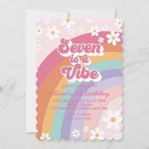 Seven is a Vibe Rainbow 7th Birthday Invitation