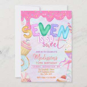 seven is so sweet invitation