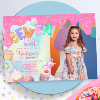 seven is so sweet invitation