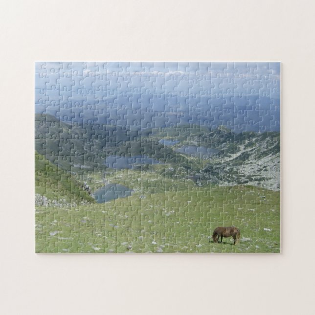 Seven Lakes Rila Mountain Wild Horse Bulgaria Jigsaw Puzzle (Horizontal)