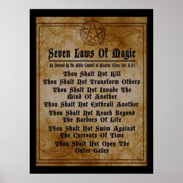 Seven Laws Of Magic Parchment Poster (Front)