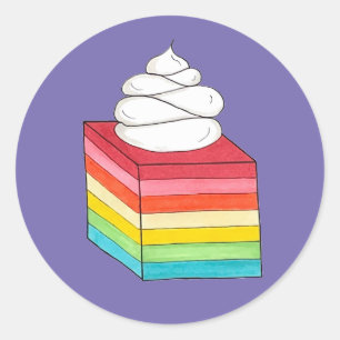 Seven Layer Retro Rainbow Gelatin Salad Dessert Classic Round Sticker