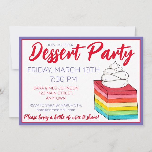 Seven Layer Retro Rainbow Gelatin Salad Dessert Invitation (Front)