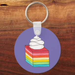Seven Layer Retro Rainbow Gelatin Salad Dessert Key Ring
