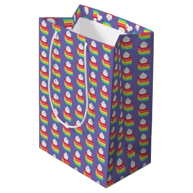 Seven Layer Retro Rainbow Gelatin Salad Dessert Medium Gift Bag (Back Angled)