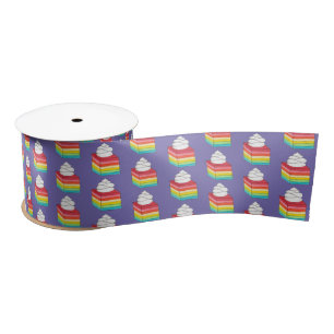 Seven Layer Retro Rainbow Gelatin Salad Dessert Satin Ribbon