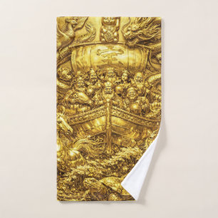 Seven Lucky Gods -Japanese Gods- Golden shine Hand Towel