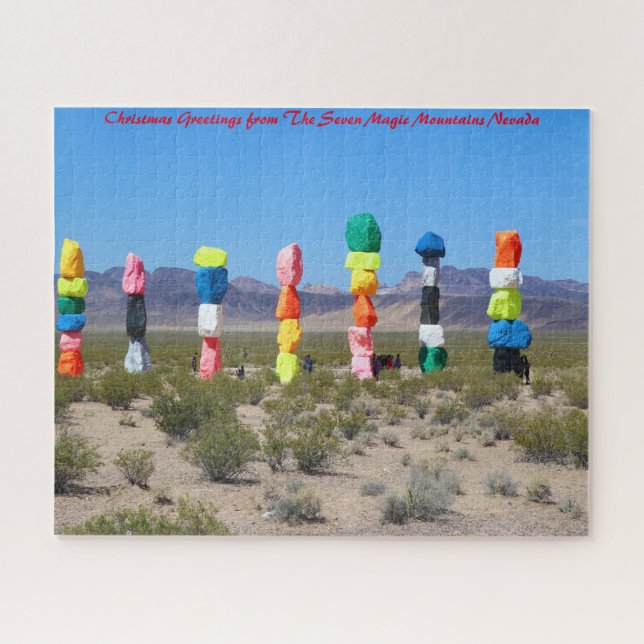 Seven Magic Mountains Nevada. Christmas Greetings Jigsaw Puzzle (Horizontal)
