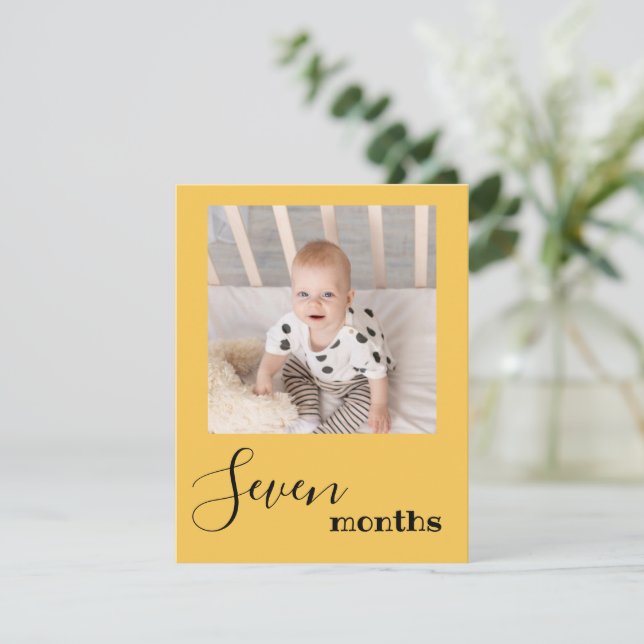 Seven Month Photo First Birthday Banner Card (Standing Front)
