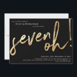 Seven Oh 70th Birthday Black Gold Foil Stylish Invitation<br><div class="desc">Seven Oh 70th Birthday Black Gold Foil Stylish Invitation. Humourous yet elegant milestone birthday party invitation,  with design featuring stylish brushstroke font in faux gold foil. Contact the creator if you need help customising this design by clicking on the 'Message' button bellow.</div>