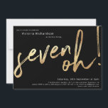Seven Oh 70th Birthday Black Gold Foil Stylish Invitation<br><div class="desc">Seven Oh 70th Birthday Black Gold Foil Stylish Invitation. Humourous yet elegant milestone birthday party invitation,  with design featuring stylish brushstroke font in faux gold foil. Contact the creator if you need help customising this design by clicking on the 'Message' button bellow.</div>