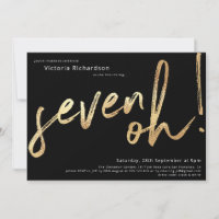 Seven Oh 70th Birthday Black Gold Foil Stylish