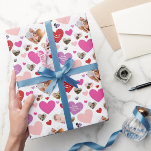 Seven Photo Valentine's Day Heart Wrapping Paper