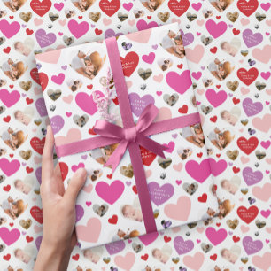 Seven Photo Valentine's Day Heart Wrapping Paper