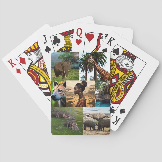 Seven Picture African Inspired Photo Collage, Playing Cards (Back)