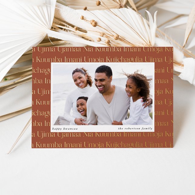 Seven Principles Horizontal Photo Kwanzaa Foil Holiday Card (Creator Uploaded)
