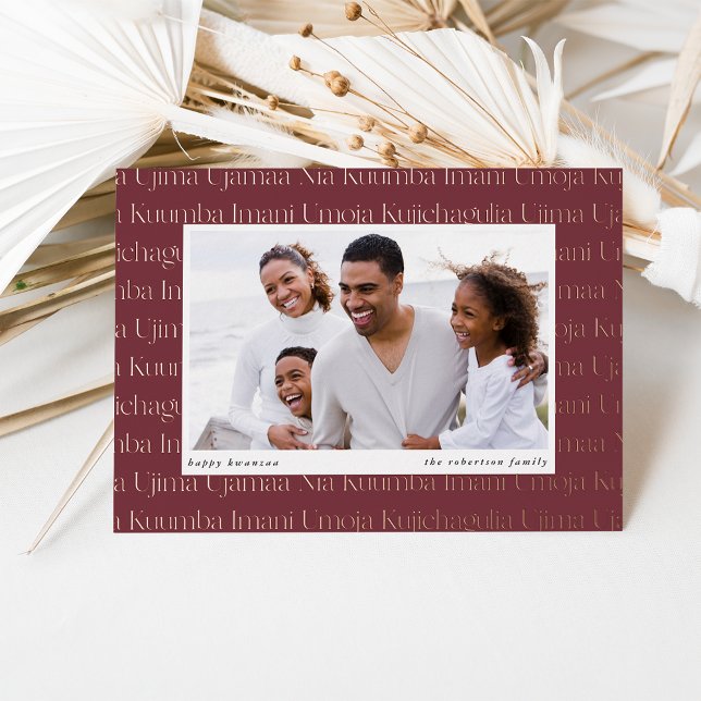 Seven Principles Horizontal Photo Kwanzaa Foil Holiday Card (Creator Uploaded)