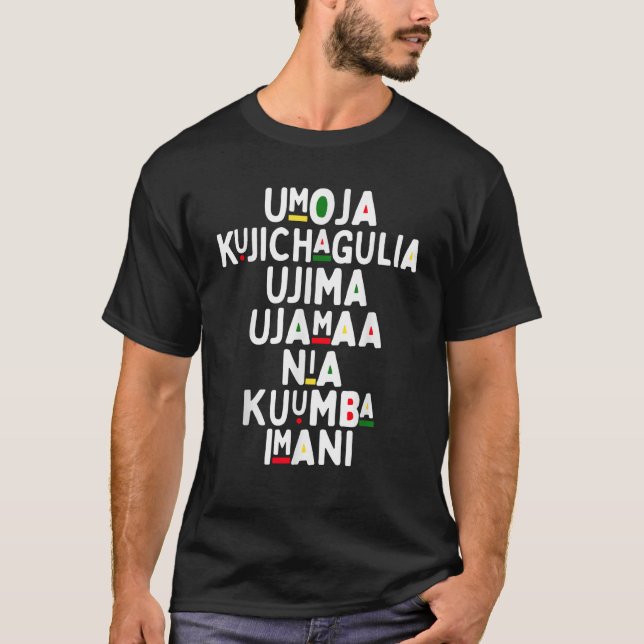 Seven Principles Of Kwanzaa African American Holid T-Shirt (Front)