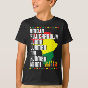 Seven Principles Of Kwanzaa African Map Men Women  T-Shirt