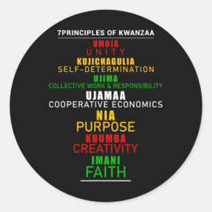 Seven Principles Of Kwanzaa Christmas Afro-america Classic Round Sticker
