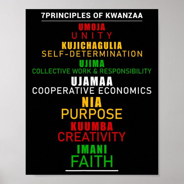 Seven Principles Of Kwanzaa Christmas Afro-america Poster (Front)