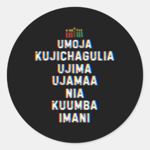 Seven Principles Of Kwanzaa Happy Kwanzaa 10 Classic Round Sticker
