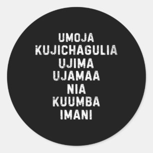 Seven Principles Of Kwanzaa Happy Kwanzaa 11  Classic Round Sticker