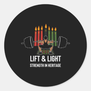 Seven Principles Of Kwanzaa Kinara Candles Deadlif Classic Round Sticker