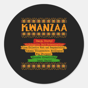 Seven Principles Of Kwanzaa Proud African American Classic Round Sticker